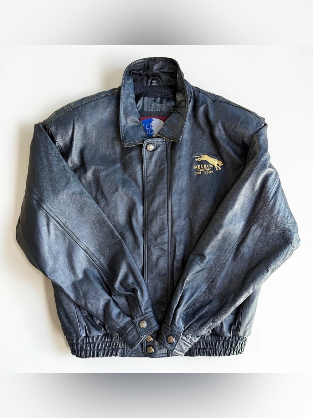 Vintage Lobi Lobi Genuine Leather Jacket XL Meukow Cognac Removable Liner